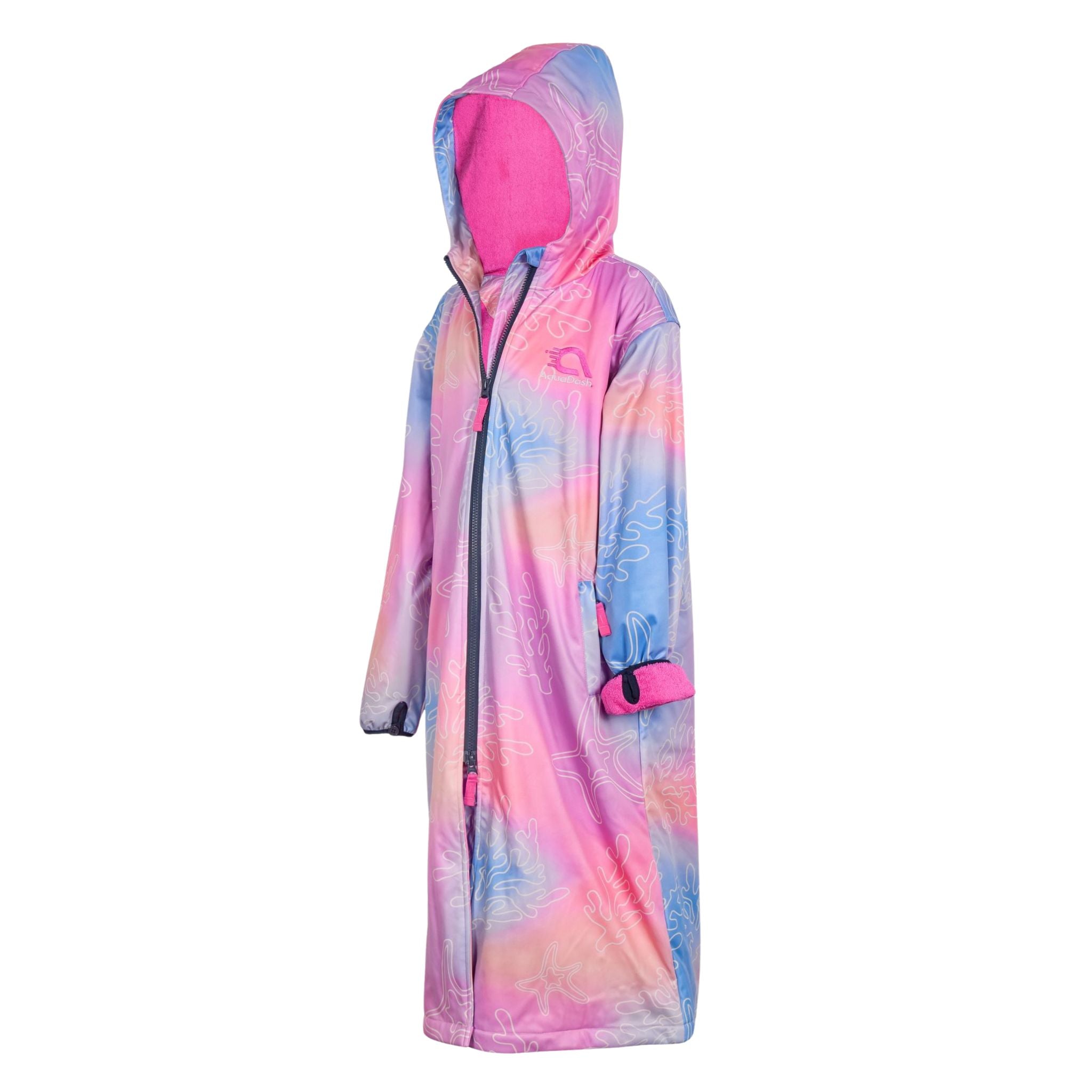 coral pink swim parka for girls