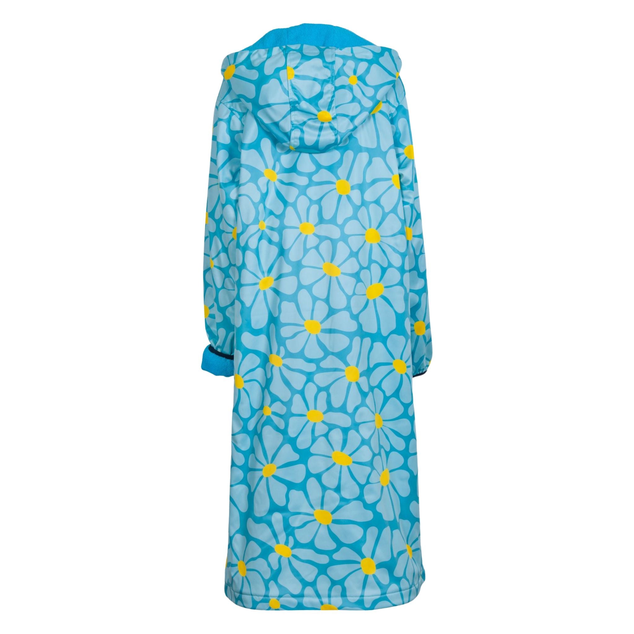 Ladies swim parka with blue daisy pattern