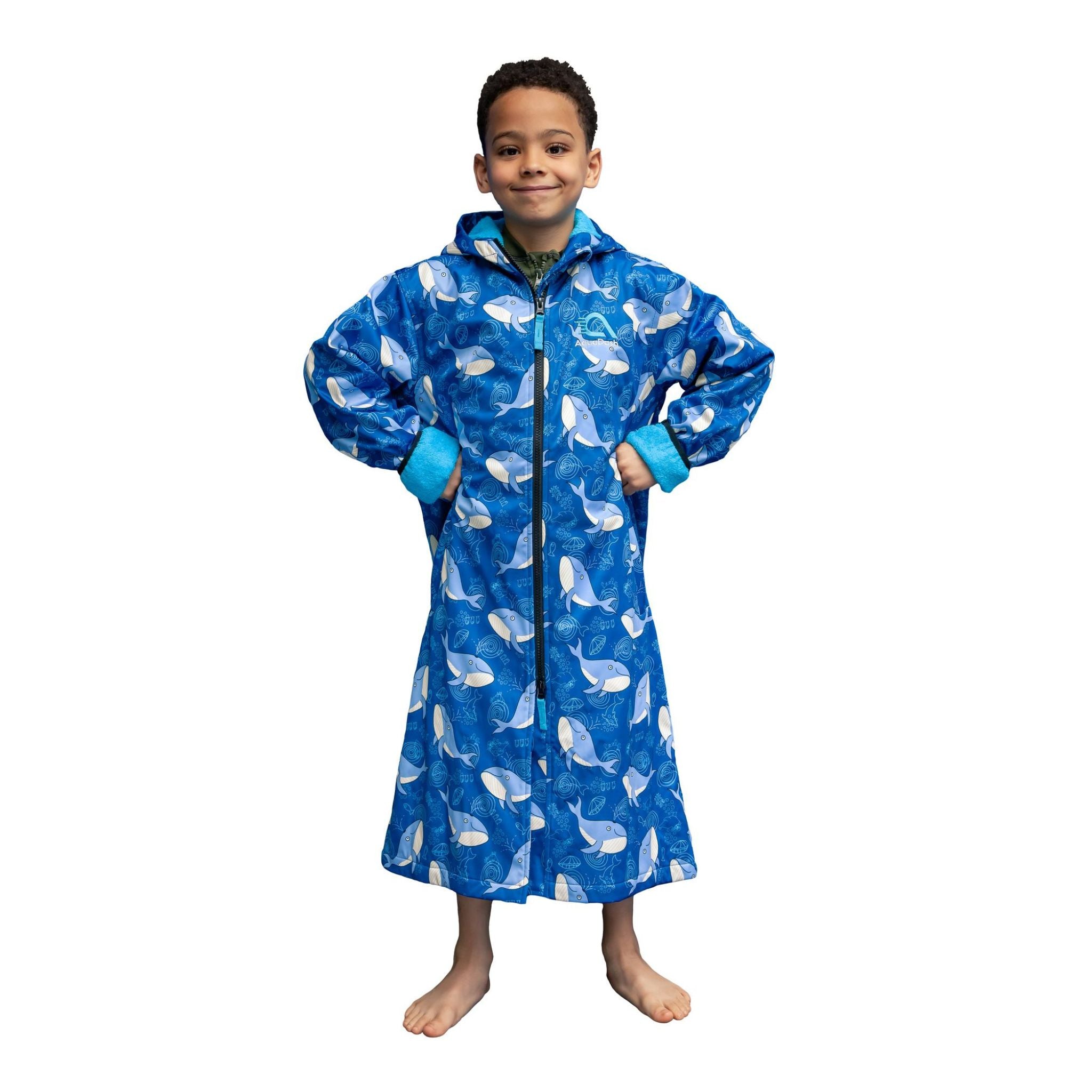 whales patterned swim parka by aquadash