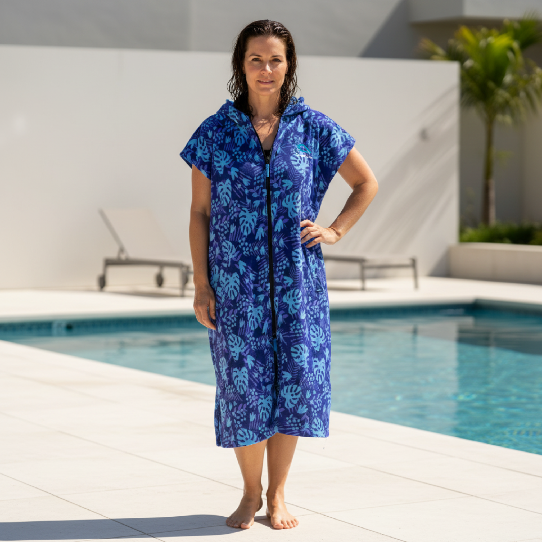 ladies swim parka with capped sleeves for summer