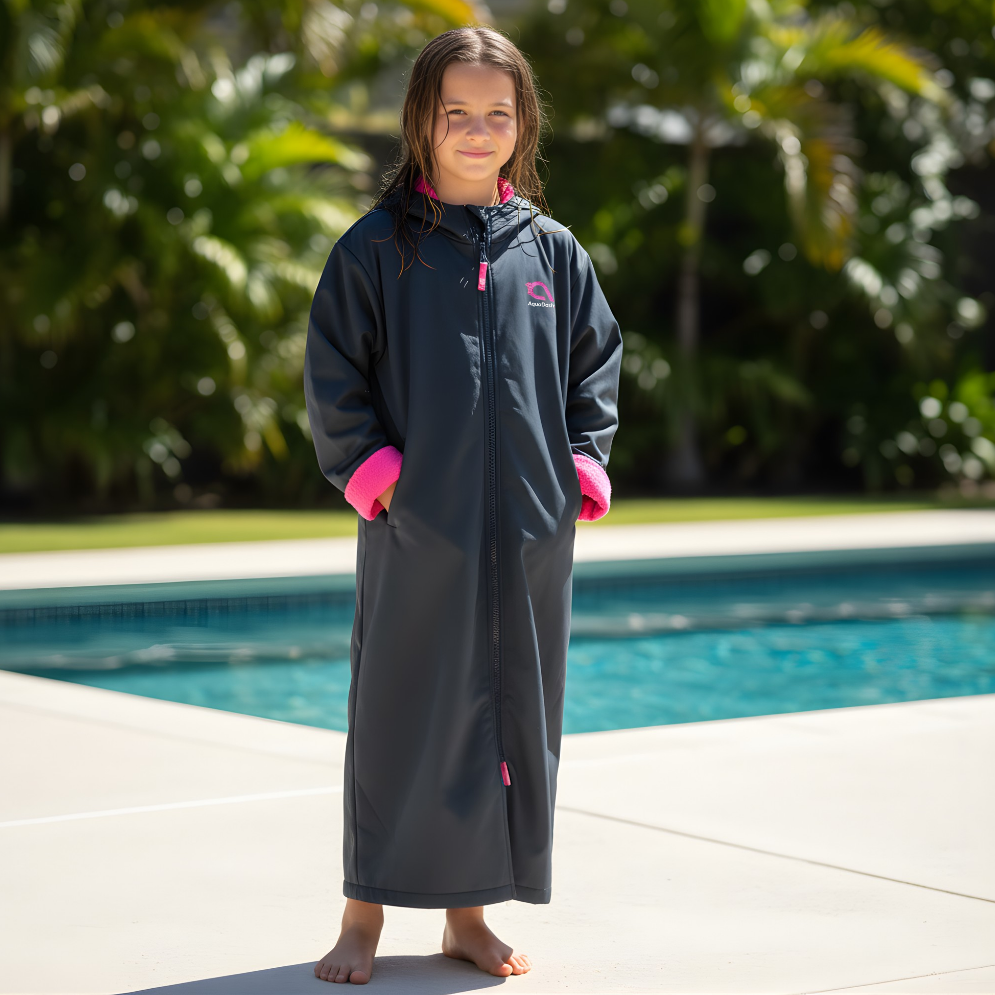 Aquadash pink swim parka for girls