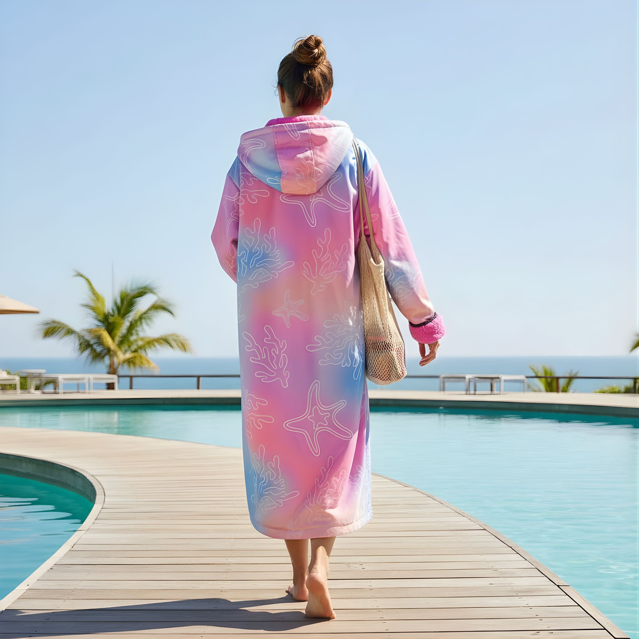 pink swim parka for women