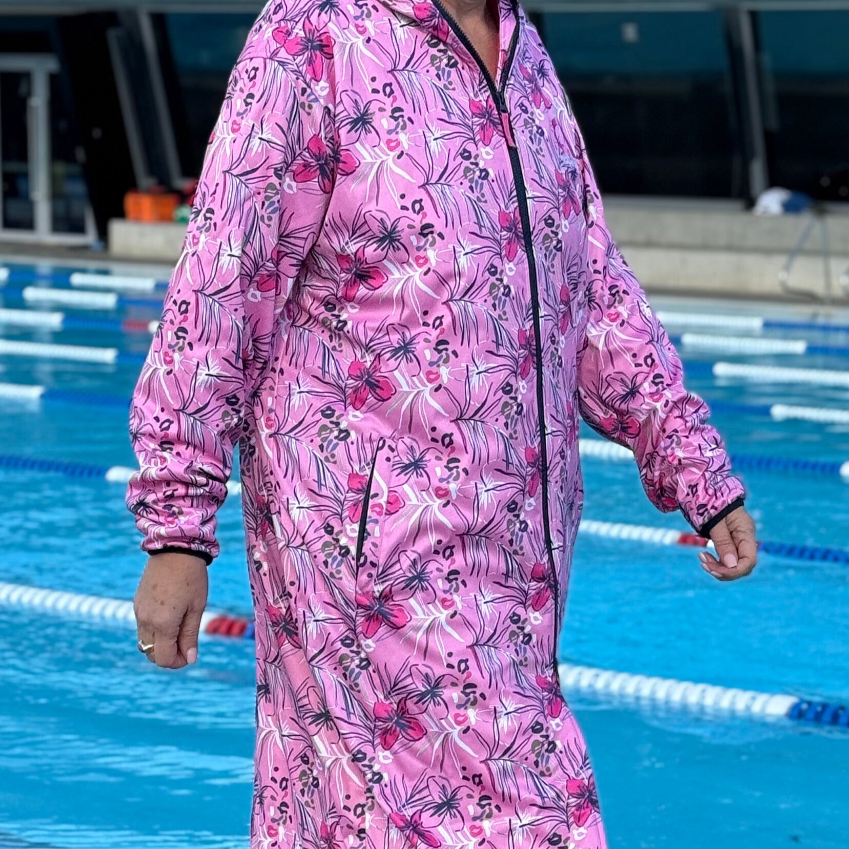 swim parka for ladies in pink