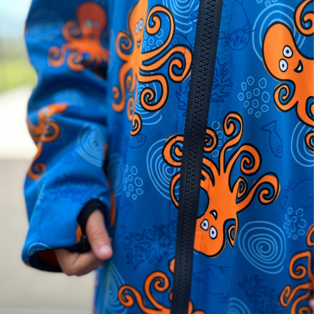 swim parka with orange octopus