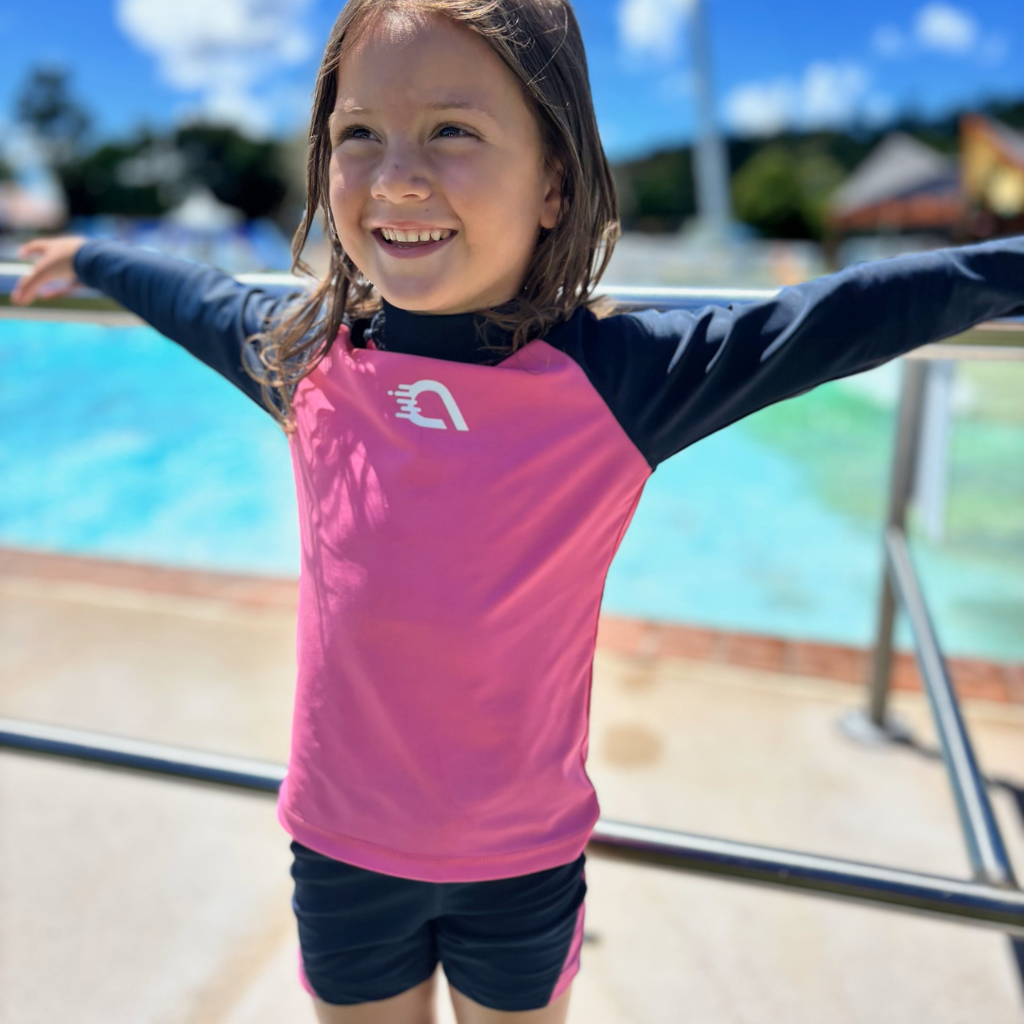 pink long sleeve rash vest