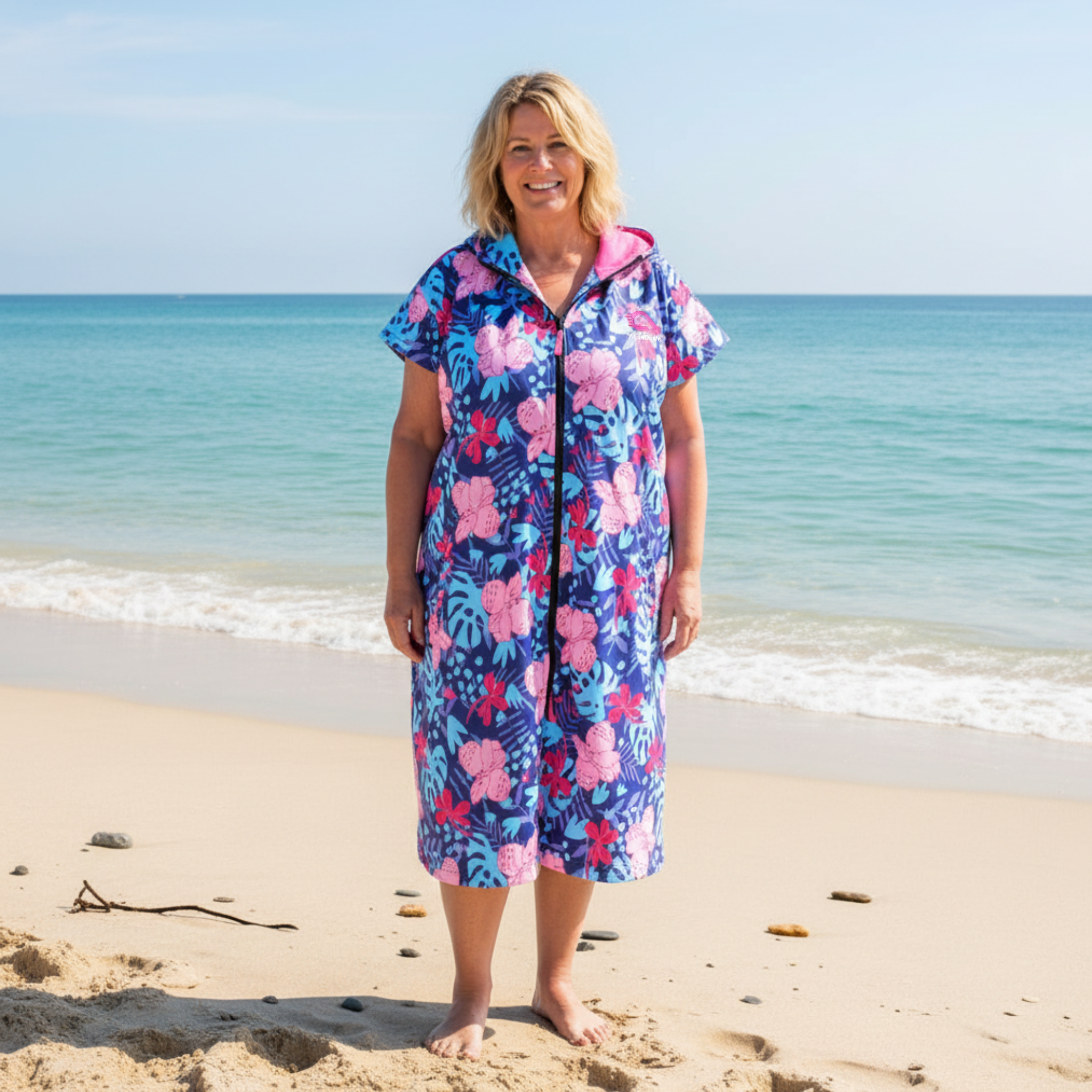 swim parka for beach cotton toweling and short sleeves for warm weather