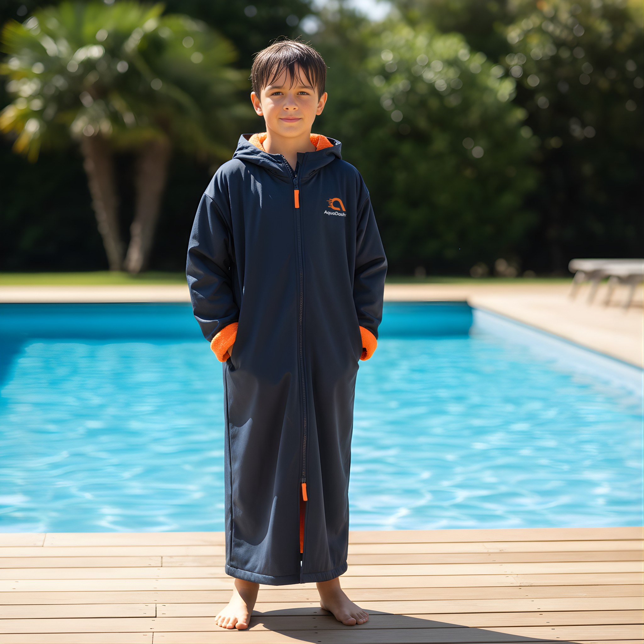 aquadash swim parka for kids in orange