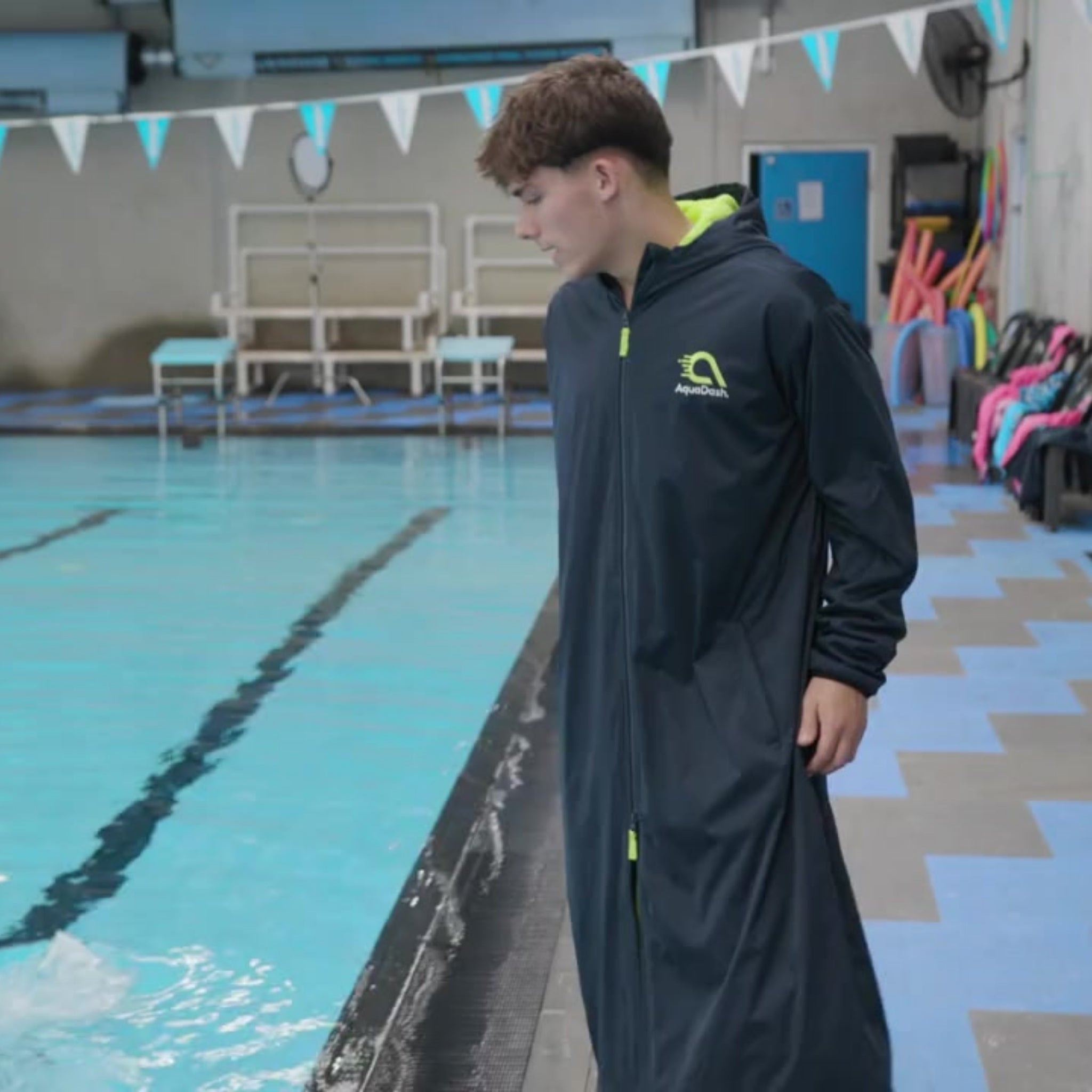 swim teacher in a swim parka